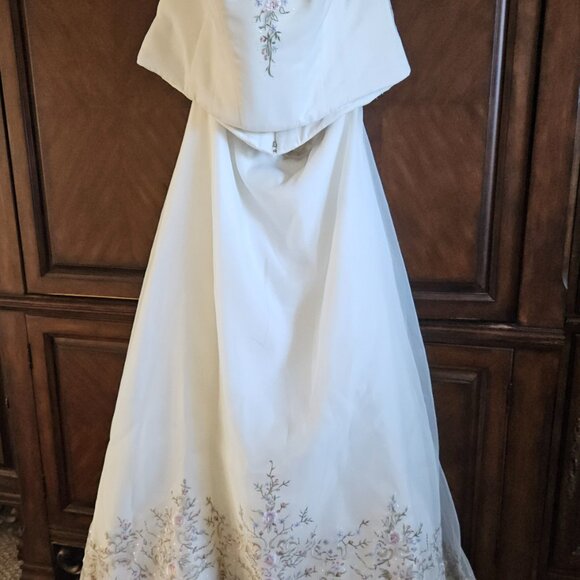 Oleg Cassini 18W Vintage Embroidered Wedding Dress 8CV008 - Picture 5 of 17